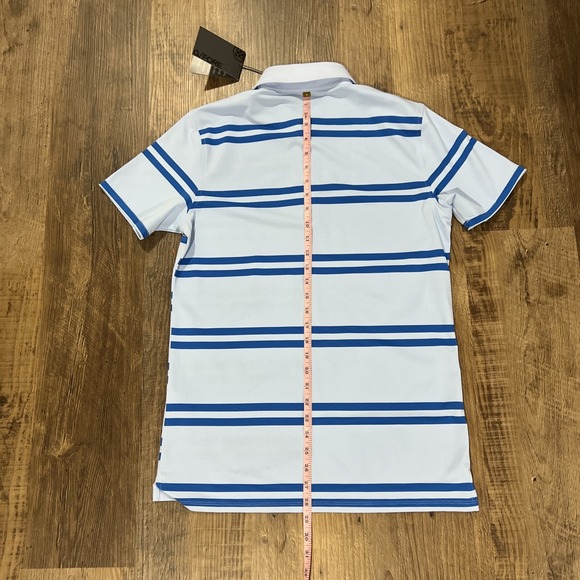 G/FORE Mens Golf Offset Multi Stripe Polo S/S Shirt Blue Size Small New With Tag - Picture 11 of 12